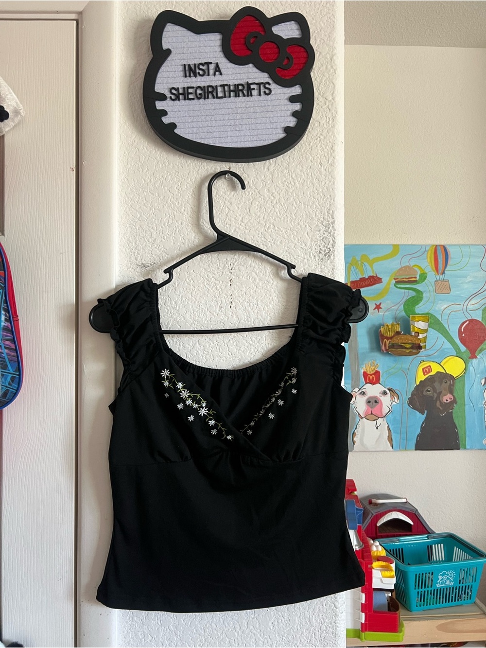 black floral peasant top
